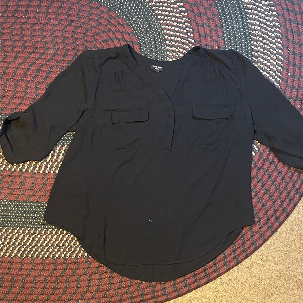 Torrid Woman’s 3/4 Sleeve Black Harper Blouse Size‎ 2